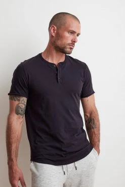 Velvet By Graham & Spencer HESTON SUEDED JERSEY HENLEY Mens