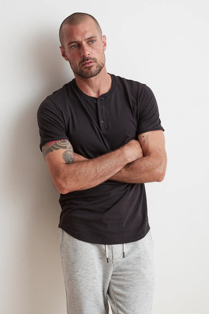 Velvet By Graham & Spencer HESTON SUEDED JERSEY HENLEY Mens 6 Velvet By Graham & Spencer HESTON SUEDED JERSEY HENLEY Mens