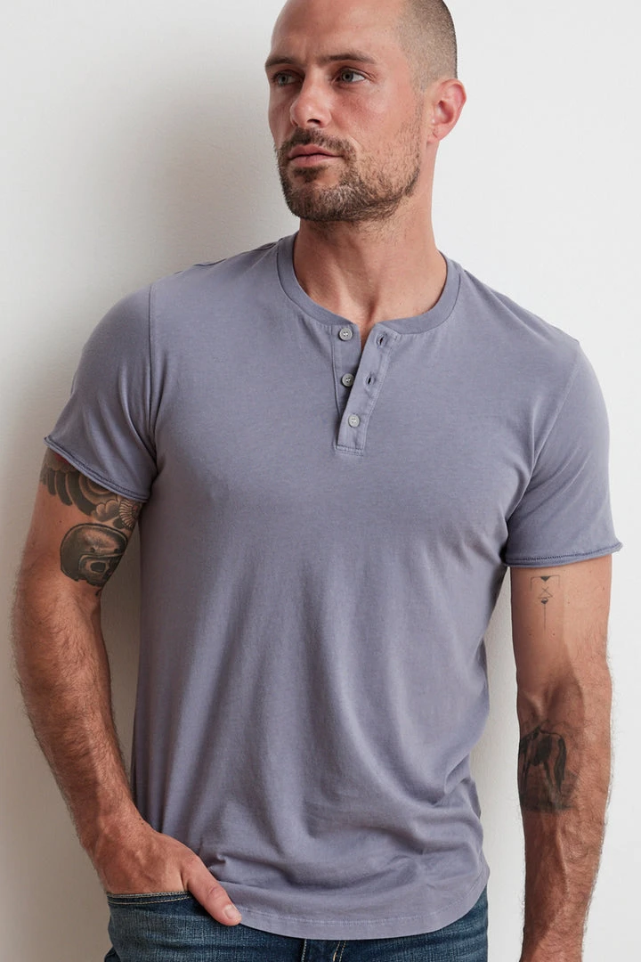 Velvet By Graham & Spencer HESTON SUEDED JERSEY HENLEY Mens 4 Velvet By Graham & Spencer HESTON SUEDED JERSEY HENLEY Mens