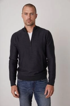 Velvet By Graham & Spencer LAMBERT MOCK NECK ZIP SWEATER