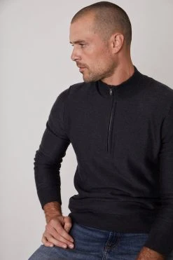Velvet By Graham & Spencer LAMBERT MOCK NECK ZIP SWEATER 9 Velvet By Graham & Spencer LAMBERT MOCK NECK ZIP SWEATER