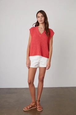 Velvet By Graham & Spencer NAYA V-NECK SWEATER VEST Womens
