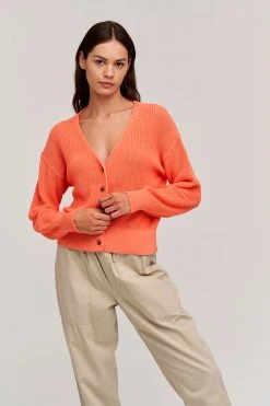 Velvet By Graham & Spencer SOLANGE TEXTURED COTTON CARDIGAN Womens 16 Velvet By Graham & Spencer SOLANGE TEXTURED COTTON CARDIGAN Womens