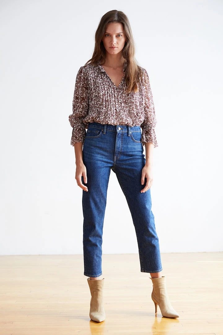 Velvet By Graham & Spencer WILONA PRINTED RUFFLE BLOUSE Womens 4 Velvet By Graham & Spencer WILONA PRINTED RUFFLE BLOUSE Womens