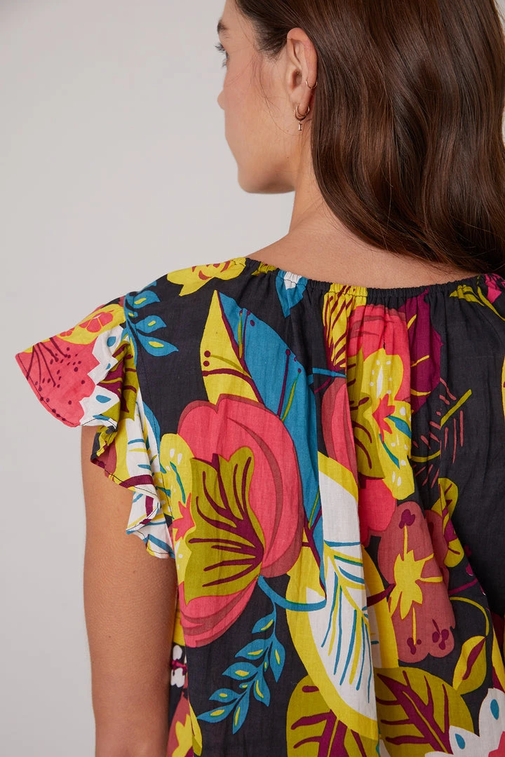 Velvet By Graham & Spencer CANDACE RUFFLE SLEEVE PRINTED TOP Womens 8 Velvet By Graham & Spencer CANDACE RUFFLE SLEEVE PRINTED TOP Womens