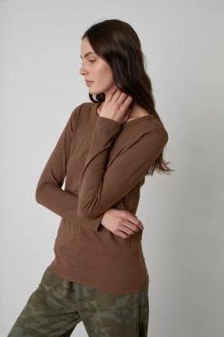Velvet By Graham & Spencer Womens LIZZIE ORIGINAL SLUB LONG SLEEVE TEE