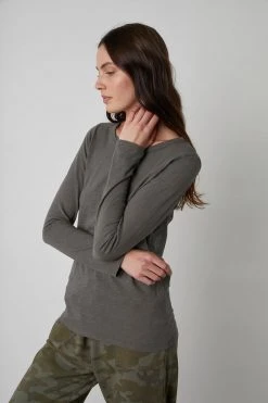 Velvet By Graham & Spencer Womens LIZZIE ORIGINAL SLUB LONG SLEEVE TEE