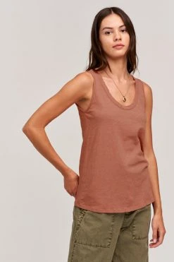 Velvet By Graham & Spencer Womens JOY ORIGINAL SLUB SCOOP NECK TANK