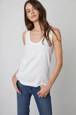 Velvet By Graham & Spencer Womens JOY ORIGINAL SLUB SCOOP NECK TANK