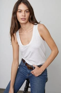 Velvet By Graham & Spencer Womens JOY ORIGINAL SLUB SCOOP NECK TANK