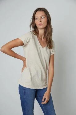 Velvet By Graham & Spencer JILIAN ORIGINAL SLUB V-NECK TEE