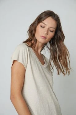 Velvet By Graham & Spencer JILIAN ORIGINAL SLUB V-NECK TEE