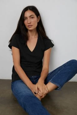 Velvet By Graham & Spencer JILIAN ORIGINAL SLUB V-NECK TEE