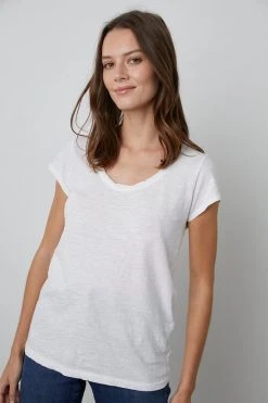 Velvet By Graham & Spencer KIRA ORIGINAL SLUB SCOOP NECK TEE Womens