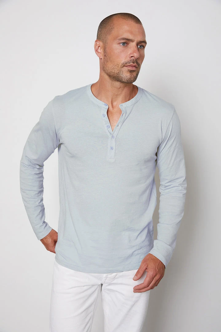 Velvet By Graham & Spencer ALVARO COTTON JERSEY HENLEY Mens 9 Velvet By Graham & Spencer ALVARO COTTON JERSEY HENLEY Mens