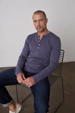 Velvet By Graham & Spencer ALVARO COTTON JERSEY HENLEY Mens 45 Velvet By Graham & Spencer ALVARO COTTON JERSEY HENLEY Mens