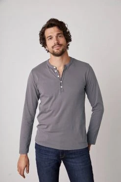 Velvet By Graham & Spencer ALVARO COTTON JERSEY HENLEY Mens 51 Velvet By Graham & Spencer ALVARO COTTON JERSEY HENLEY Mens