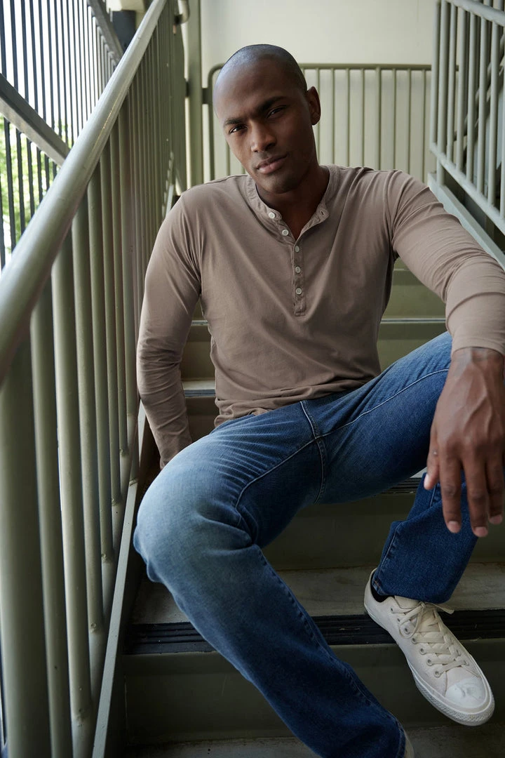 Velvet By Graham & Spencer ALVARO COTTON JERSEY HENLEY Mens 24 Velvet By Graham & Spencer ALVARO COTTON JERSEY HENLEY Mens