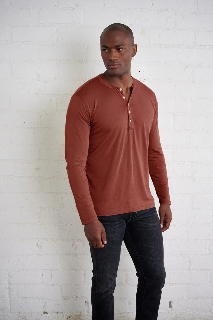Velvet By Graham & Spencer ALVARO COTTON JERSEY HENLEY Mens 6 Velvet By Graham & Spencer ALVARO COTTON JERSEY HENLEY Mens