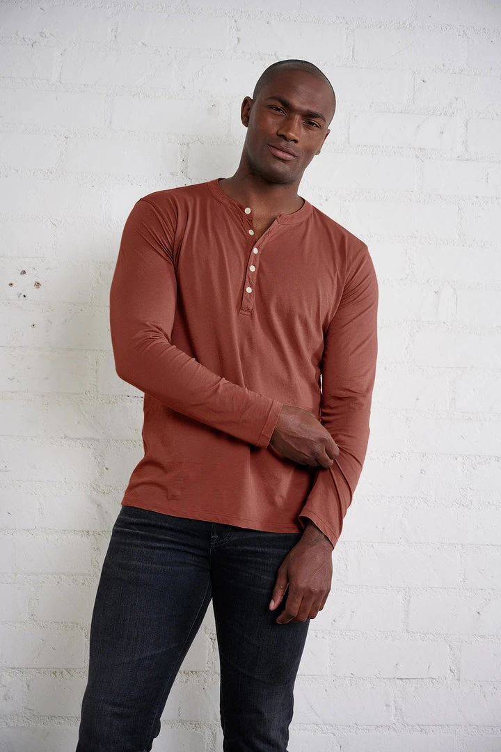 Velvet By Graham & Spencer ALVARO COTTON JERSEY HENLEY Mens 5 Velvet By Graham & Spencer ALVARO COTTON JERSEY HENLEY Mens