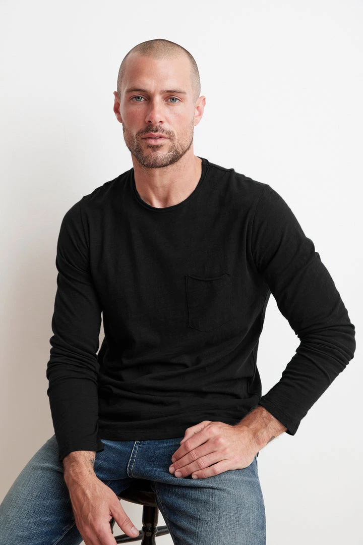 Velvet By Graham & Spencer Mens SIMEON RAW EDGE COTTON SLUB TEE 3 Velvet By Graham & Spencer Mens SIMEON RAW EDGE COTTON SLUB TEE