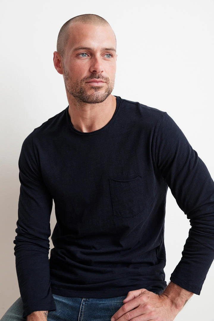 Velvet By Graham & Spencer Mens SIMEON RAW EDGE COTTON SLUB TEE 12 Velvet By Graham & Spencer Mens SIMEON RAW EDGE COTTON SLUB TEE