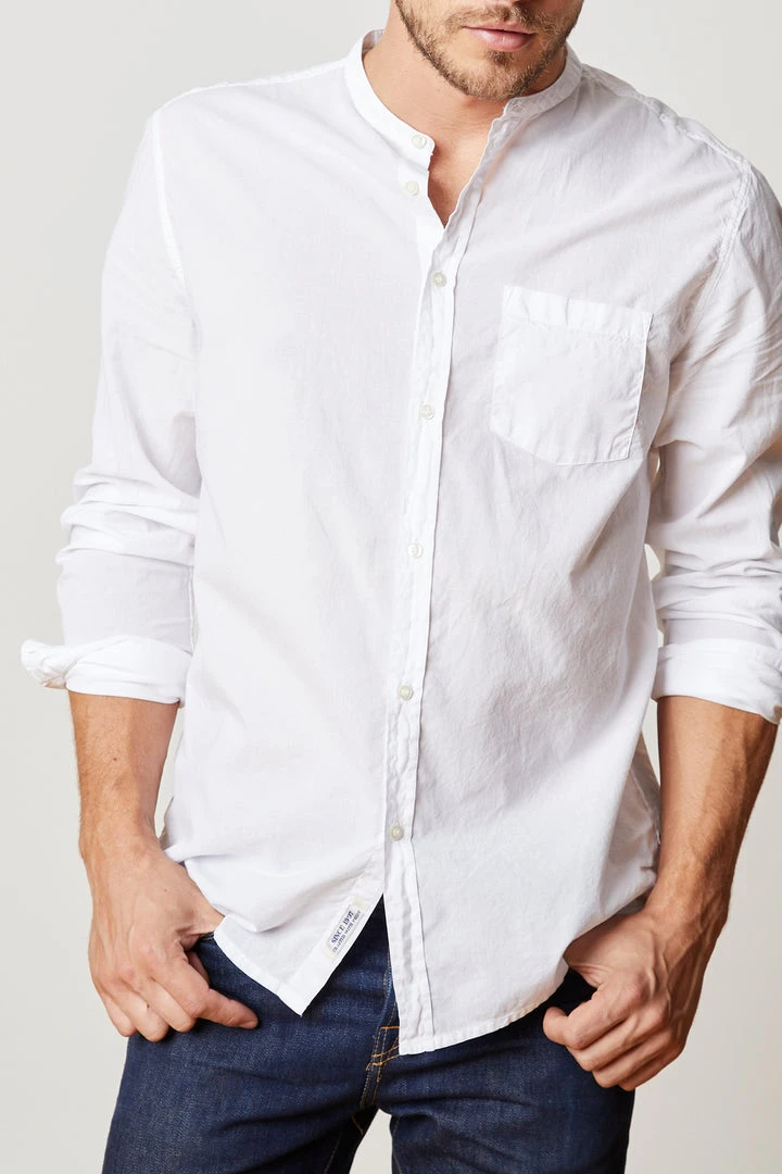 Velvet By Graham & Spencer Mens HEATH COLLARLESS WOVEN COTTON SHIRT 3 Velvet By Graham & Spencer Mens HEATH COLLARLESS WOVEN COTTON SHIRT