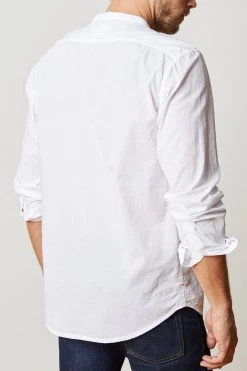 Velvet By Graham & Spencer Mens HEATH COLLARLESS WOVEN COTTON SHIRT