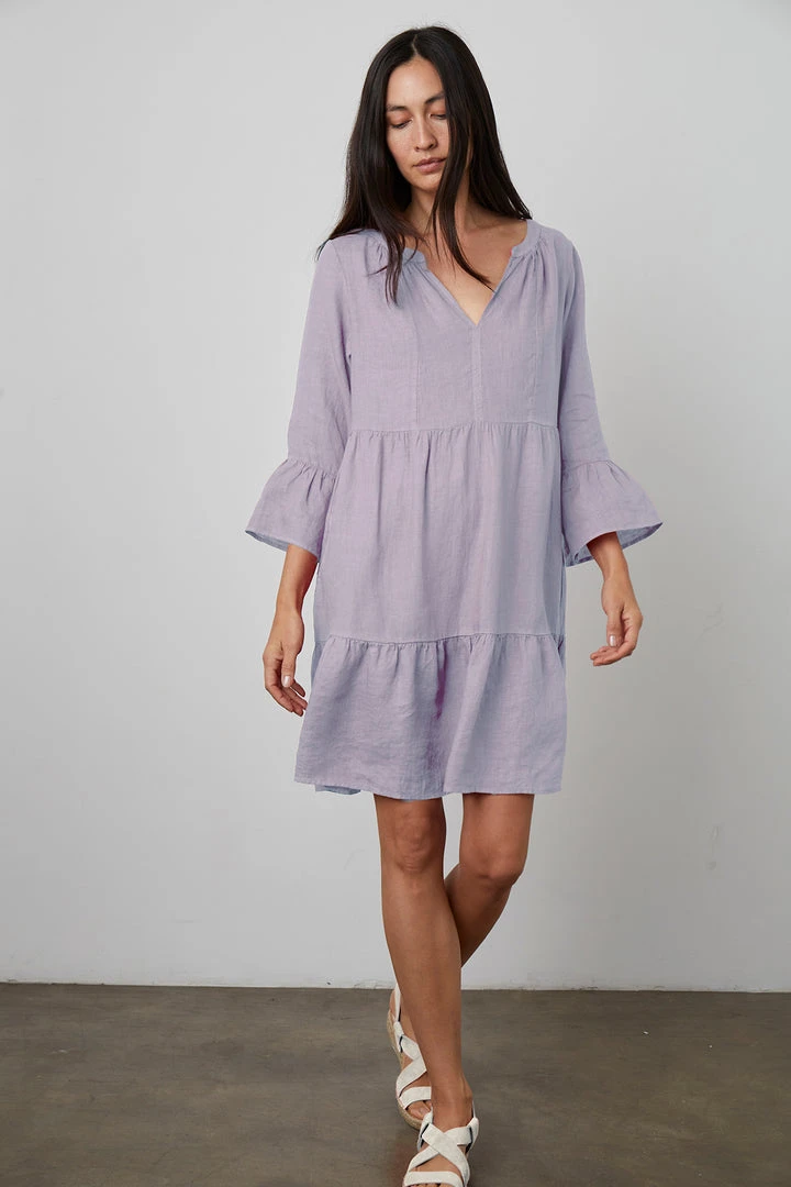 Velvet By Graham & Spencer Womens AURORA LINEN TIERED DRESS 3 Velvet By Graham & Spencer Womens AURORA LINEN TIERED DRESS