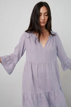 Velvet By Graham & Spencer Womens AURORA LINEN TIERED DRESS