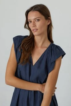 Velvet By Graham & Spencer Womens CACEY LINEN SWING DRESS 14 Velvet By Graham & Spencer Womens CACEY LINEN SWING DRESS