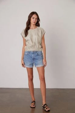 Velvet By Graham & Spencer Womens HAYLIE LINEN CROP TOP 13 Velvet By Graham & Spencer Womens HAYLIE LINEN CROP TOP