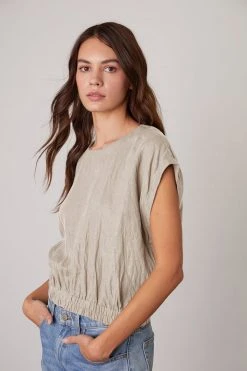 Velvet By Graham & Spencer Womens HAYLIE LINEN CROP TOP