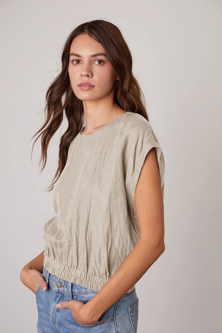Velvet By Graham & Spencer Womens HAYLIE LINEN CROP TOP 3 Velvet By Graham & Spencer Womens HAYLIE LINEN CROP TOP