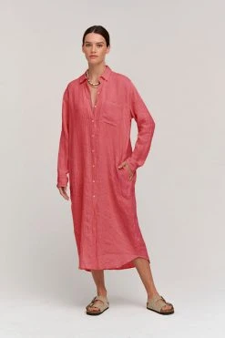 Velvet By Graham & Spencer Womens JORA LINEN BUTTON-UP DRESS 50 Velvet By Graham & Spencer Womens JORA LINEN BUTTON-UP DRESS