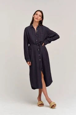 Velvet By Graham & Spencer Womens JORA LINEN BUTTON-UP DRESS 58 Velvet By Graham & Spencer Womens JORA LINEN BUTTON-UP DRESS