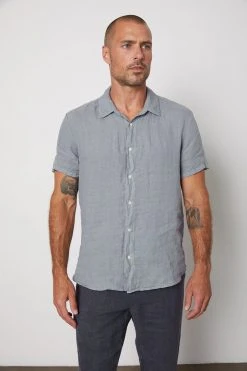 Velvet By Graham & Spencer MACKIE LINEN BUTTON-UP SHIRT Mens