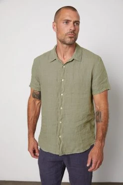 Velvet By Graham & Spencer MACKIE LINEN BUTTON-UP SHIRT Mens