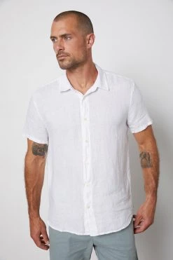 Velvet By Graham & Spencer MACKIE LINEN BUTTON-UP SHIRT Mens
