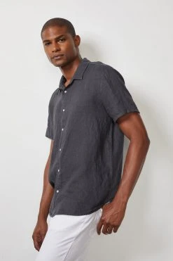 Velvet By Graham & Spencer MACKIE LINEN BUTTON-UP SHIRT Mens