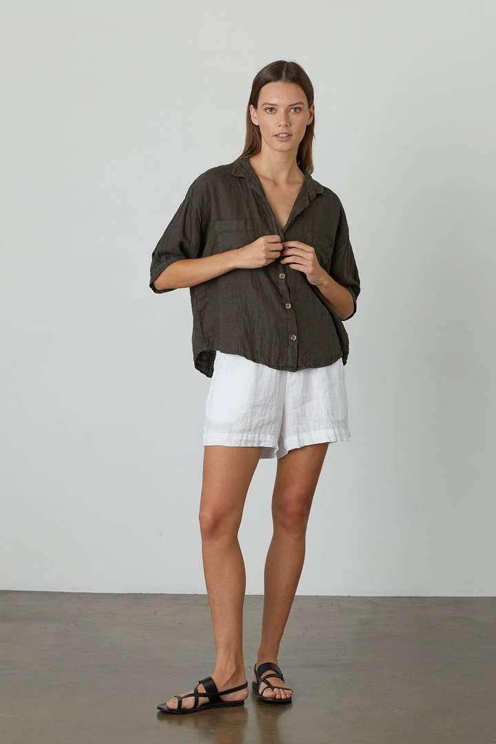 Velvet By Graham & Spencer MARIA LINEN BUTTON-UP SHIRT 8 Velvet By Graham & Spencer MARIA LINEN BUTTON-UP SHIRT