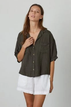 Velvet By Graham & Spencer MARIA LINEN BUTTON-UP SHIRT