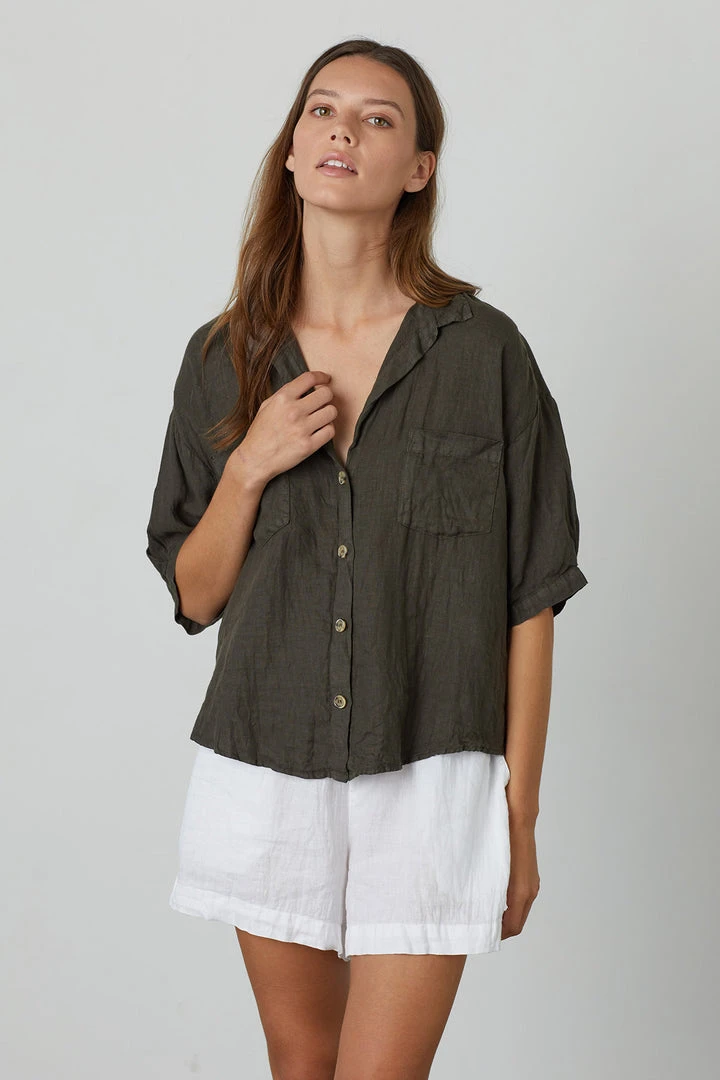 Velvet By Graham & Spencer MARIA LINEN BUTTON-UP SHIRT 3 Velvet By Graham & Spencer MARIA LINEN BUTTON-UP SHIRT