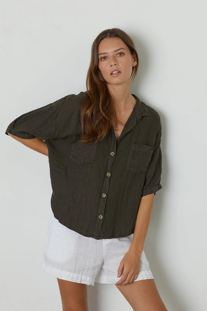 Velvet By Graham & Spencer MARIA LINEN BUTTON-UP SHIRT 7 Velvet By Graham & Spencer MARIA LINEN BUTTON-UP SHIRT