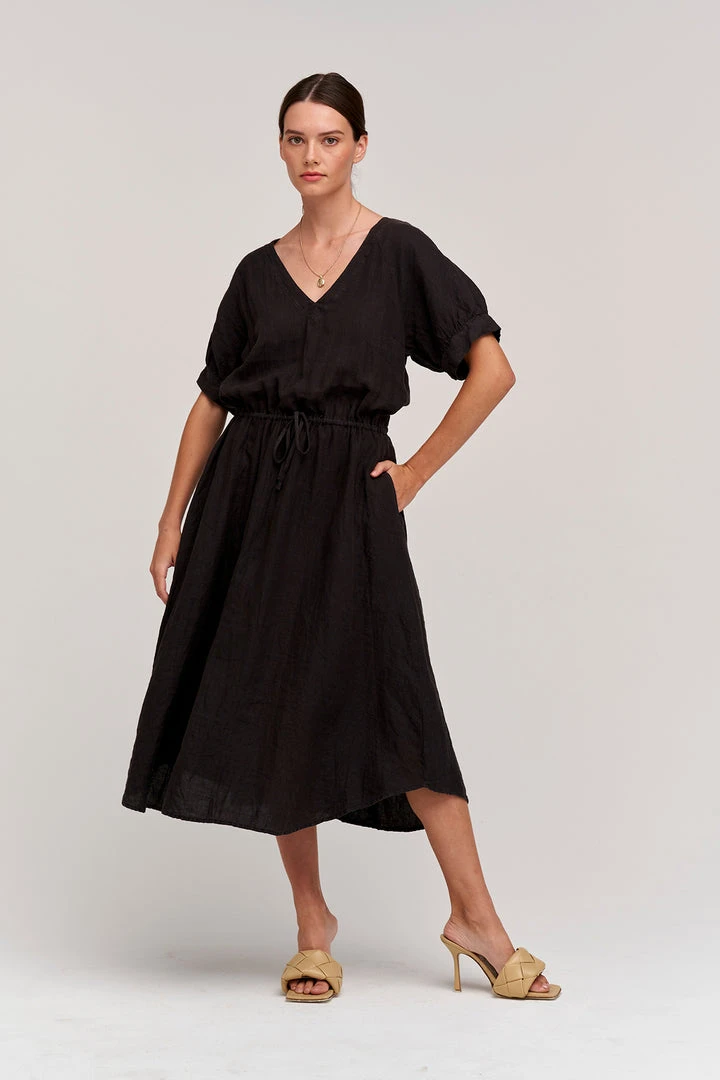 Velvet By Graham & Spencer Womens NANETTE LINEN MIDI DRESS 8 Velvet By Graham & Spencer Womens NANETTE LINEN MIDI DRESS