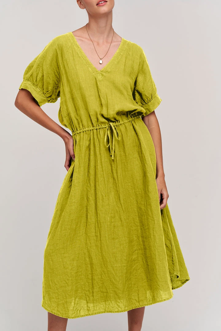 Velvet By Graham & Spencer Womens NANETTE LINEN MIDI DRESS 12 Velvet By Graham & Spencer Womens NANETTE LINEN MIDI DRESS