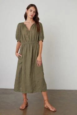 Velvet By Graham & Spencer Womens WHITNEY CUT OUT LINEN DRESS 12 Velvet By Graham & Spencer Womens WHITNEY CUT OUT LINEN DRESS