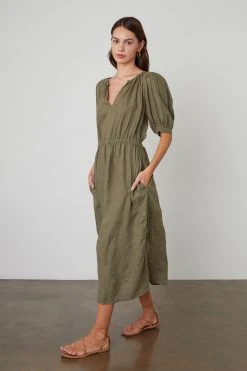 Velvet By Graham & Spencer Womens WHITNEY CUT OUT LINEN DRESS 13 Velvet By Graham & Spencer Womens WHITNEY CUT OUT LINEN DRESS