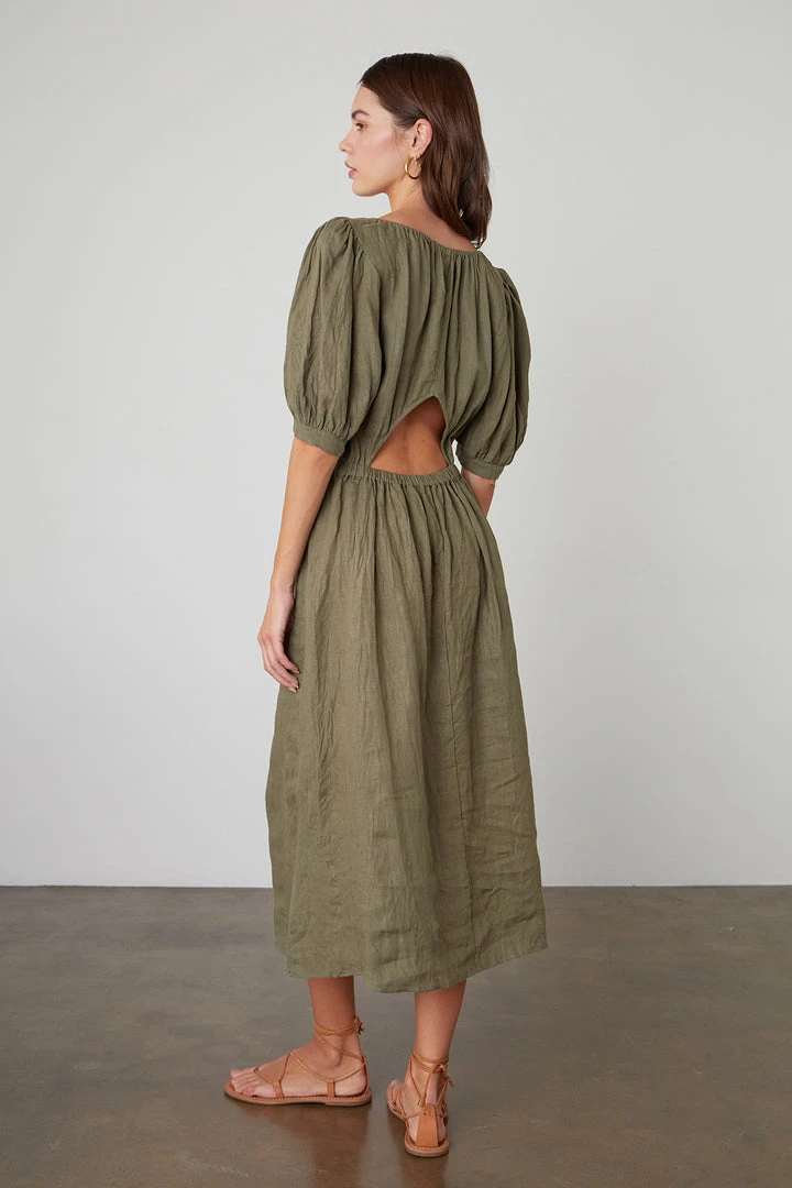 Velvet By Graham & Spencer Womens WHITNEY CUT OUT LINEN DRESS 8 Velvet By Graham & Spencer Womens WHITNEY CUT OUT LINEN DRESS