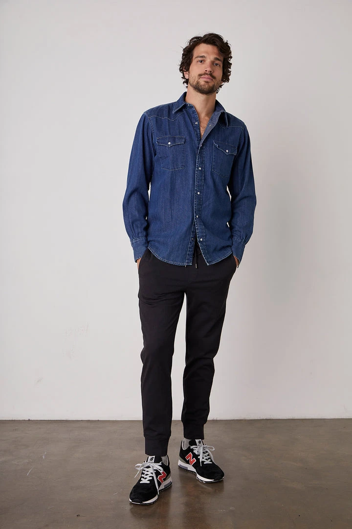 Velvet By Graham & Spencer WAYNE DENIM BUTTON-UP SHIRT Mens 7 Velvet By Graham & Spencer WAYNE DENIM BUTTON-UP SHIRT Mens